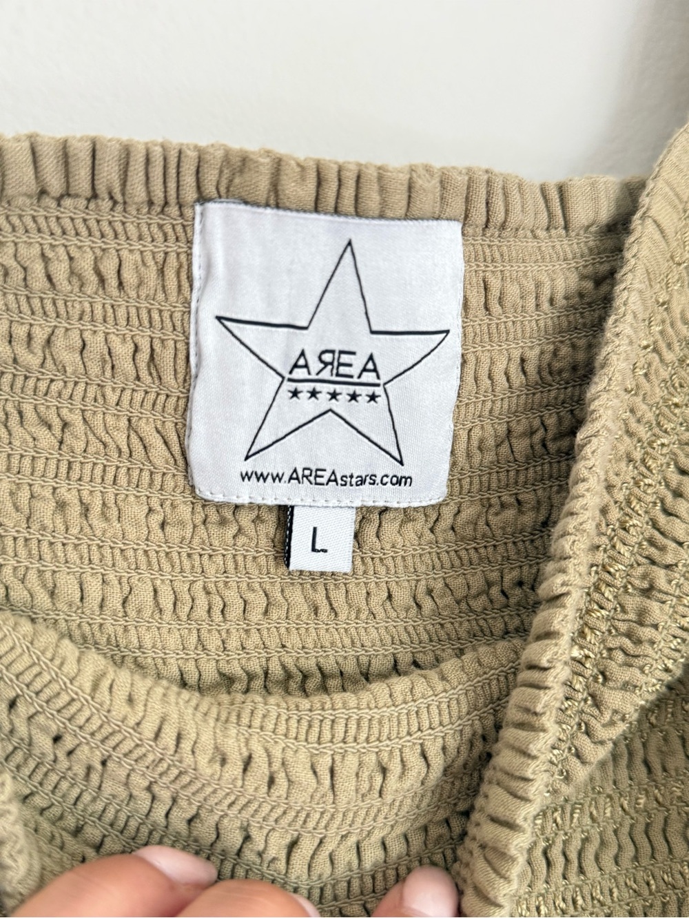 AREA Stars 100% Cotton Smocked Eyelet Maxi Dress  Boho Cottagecore Size L - Picture 5 of 6